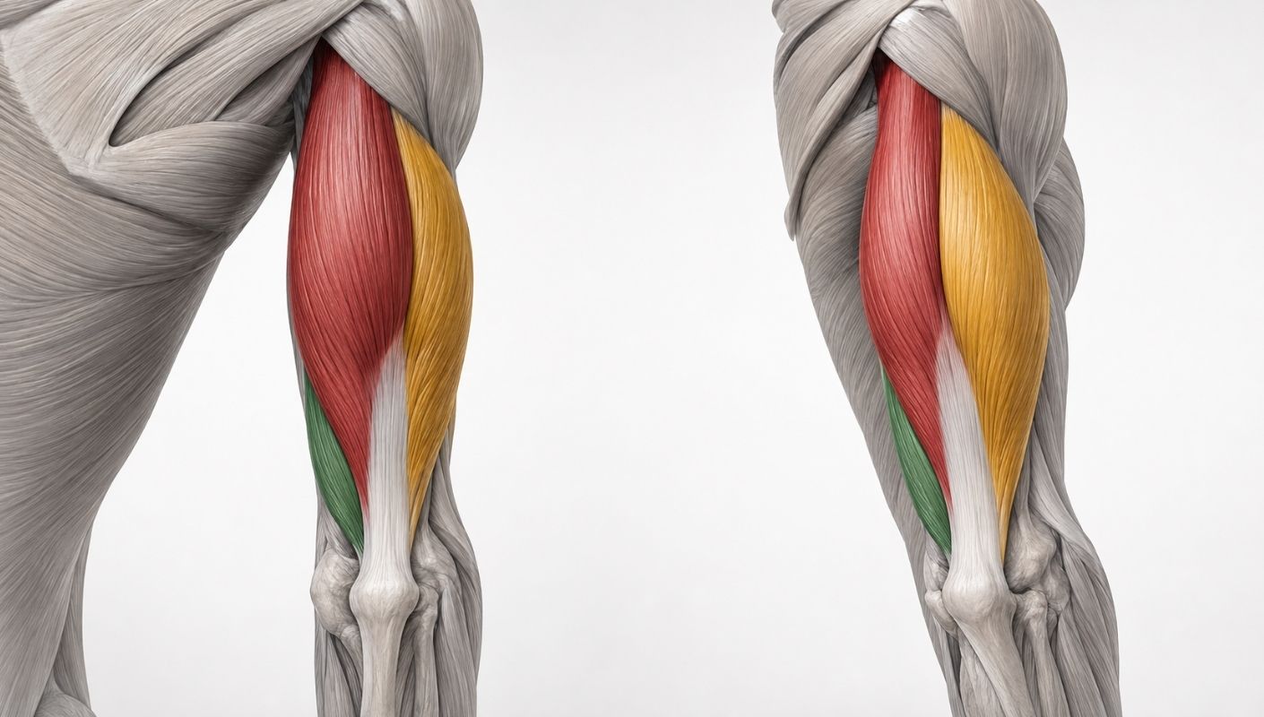 Anatomie des trois chefs du triceps : long, lat&eacute;ral et m&eacute;dial